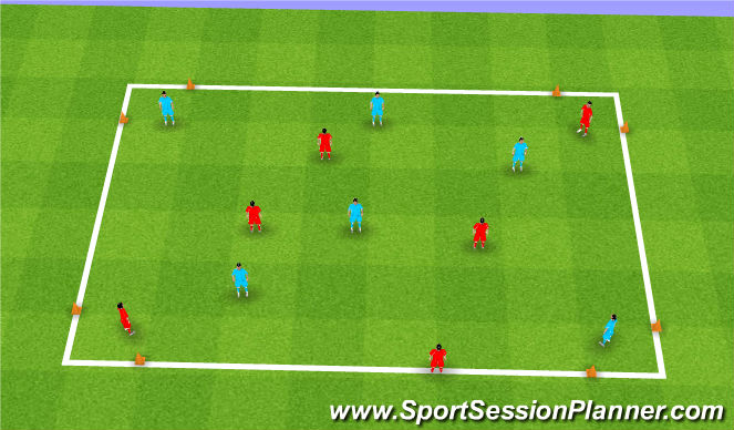 Football/Soccer Session Plan Drill (Colour): 4 Goal Diagonal Game