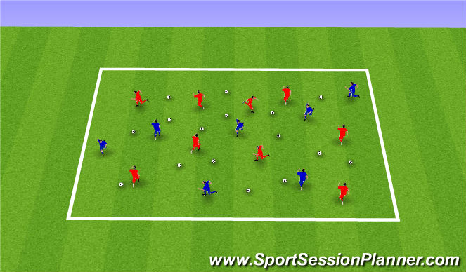 Football/Soccer Session Plan Drill (Colour): Warm-Up - Recognising the Space