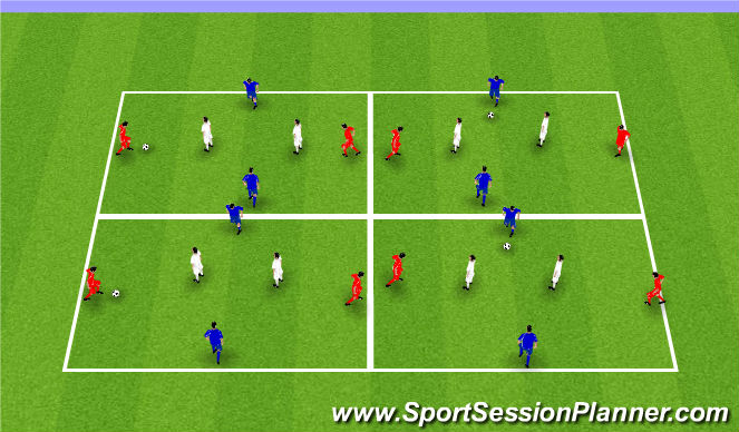 Football/Soccer Session Plan Drill (Colour): 4v2: 2v2v2 Tight