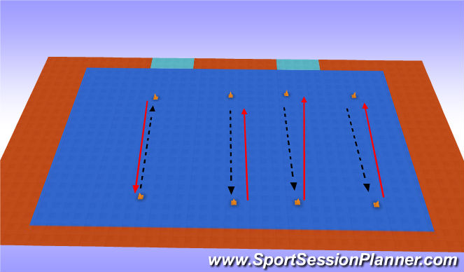 Futsal Session Plan Drill (Colour): Calentamiento con balon