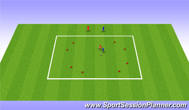 Football/Soccer Session Plan Drill (Colour): 1v1/2v2 to multiple gates