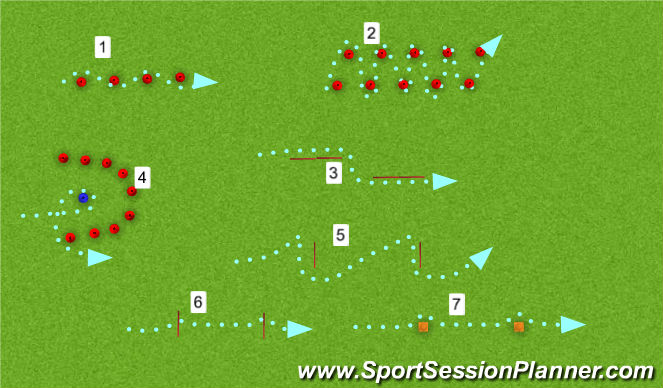 Hockey Session Plan Drill (Colour): 2. Parcours - techniek
