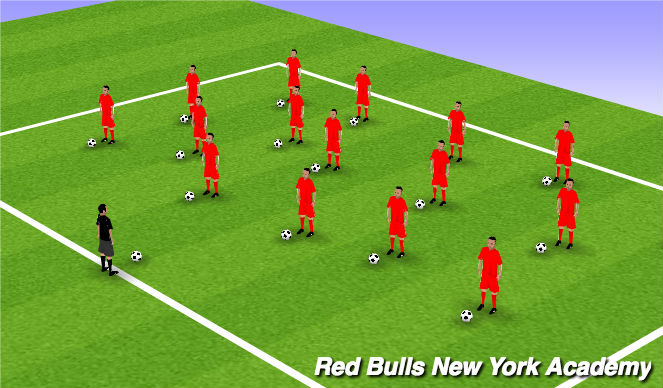 Football/Soccer Session Plan Drill (Colour): Ball Mastery Warm up.