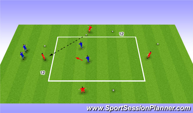 Football/Soccer Session Plan Drill (Colour): 4v2 Rondo