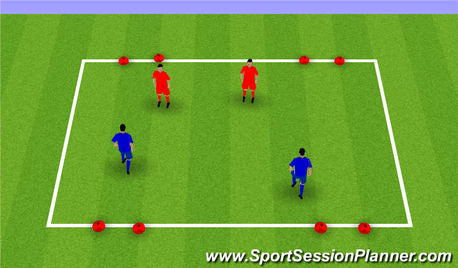 Football/Soccer Session Plan Drill (Colour): Futsal - 2v2 4 goal