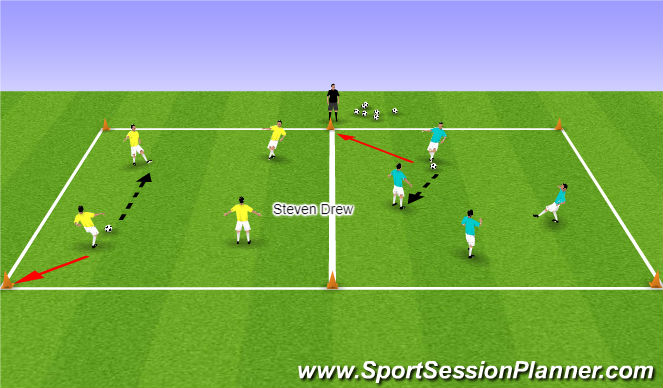 Football/Soccer Session Plan Drill (Colour): Passing and Moving in grids