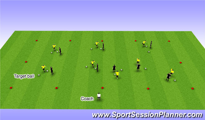 Football/Soccer Session Plan Drill (Colour): 1v1 to a ball - 12 minutes