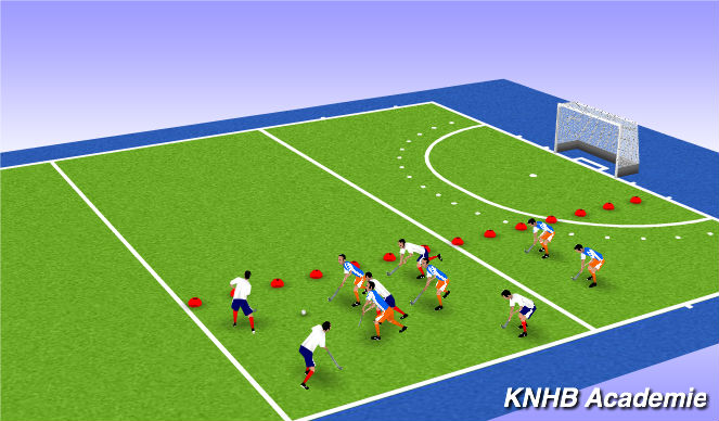 Hockey Session Plan Drill (Colour): Positiespel 3 tegen 5 met turnover