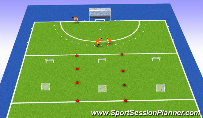Hockey Session Plan Drill (Colour): Kleine partijtjes + strafcorner