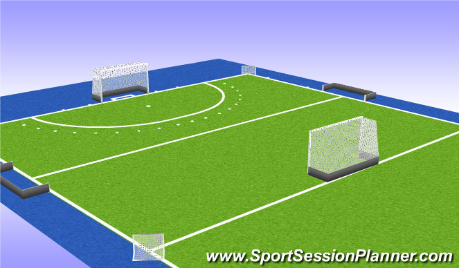 Hockey Session Plan Drill (Colour): Partij met 4 goals