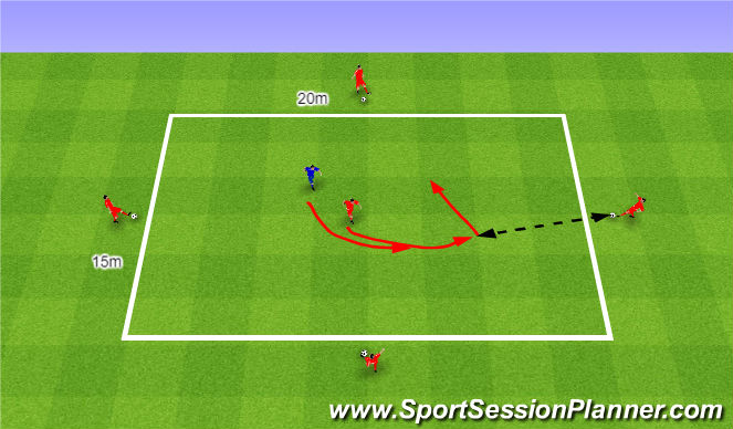 Football/Soccer Session Plan Drill (Colour): Interval game 1v1+4. Gra interwałowa 1v1+4.