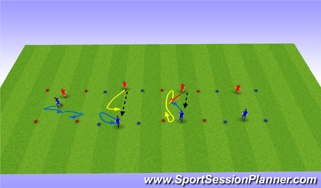 Football/Soccer Session Plan Drill (Colour): 1v1 in Boxes