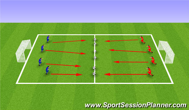 Football/Soccer Session Plan Drill (Colour): Warm-Up - Soccer Dodgeball & Soccer Wars