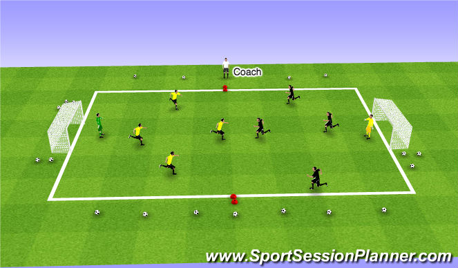 Football/Soccer Session Plan Drill (Colour): 5v5 with Retreat Line
