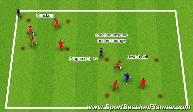Football/Soccer Session Plan Drill (Colour): Knockout becomes Have A Ball