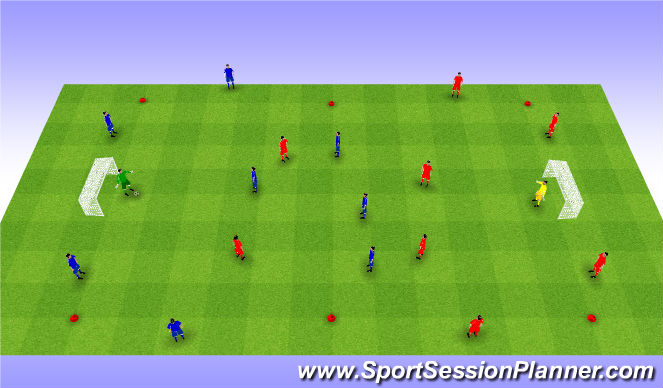 Football/Soccer Session Plan Drill (Colour): Interval game 4v4+4. Gra interwałowa z bokami.
