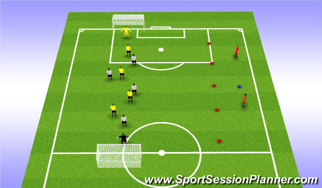 Football/Soccer Session Plan Drill (Colour): WE 3-4 Early Cross 5v5+2 Asymetrical