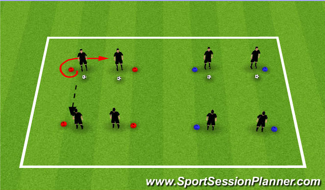 Football/Soccer Session Plan Drill (Colour): Pass Tech.
