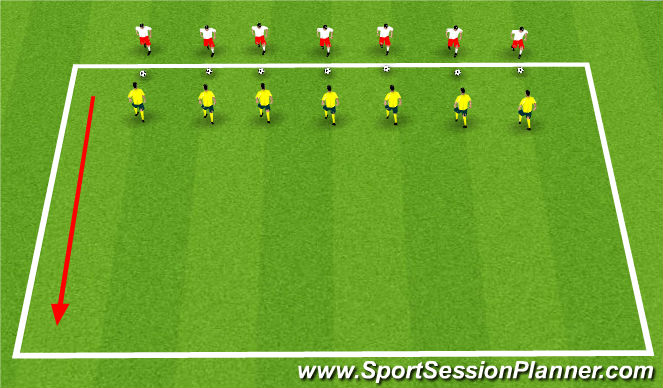 Football/Soccer Session Plan Drill (Colour): Warm-up: Defensive Technique