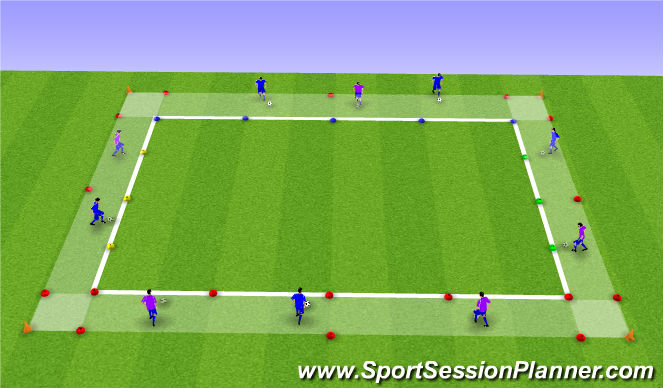Football/Soccer Session Plan Drill (Colour): Dribbling Technical