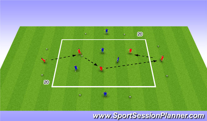 Football/Soccer Session Plan Drill (Colour): 3v3+2 Switching the Play