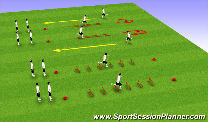 Football/Soccer Session Plan Drill (Colour): Ladders & Hurdles
