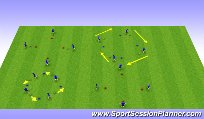 Football/Soccer Session Plan Drill (Colour): Dribbling Diamonds