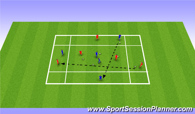 Football/Soccer Session Plan Drill (Colour): Warm up - Passing between the lines