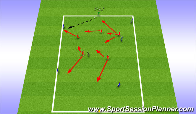 Football/Soccer Session Plan Drill (Colour): 5vs5+3 Directional possession (pressing)