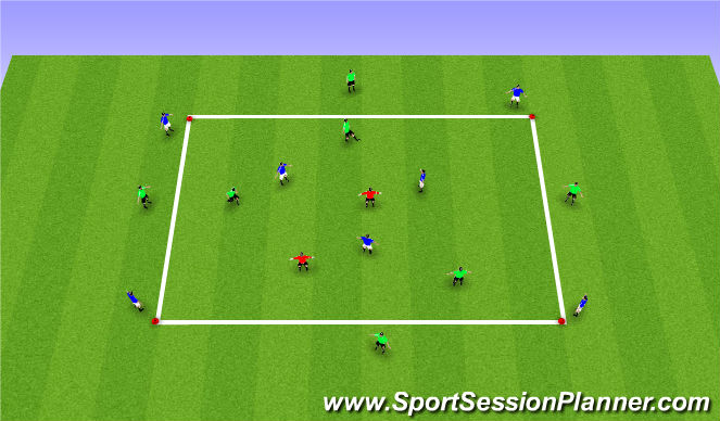 Football/Soccer Session Plan Drill (Colour): 3v3+2+4