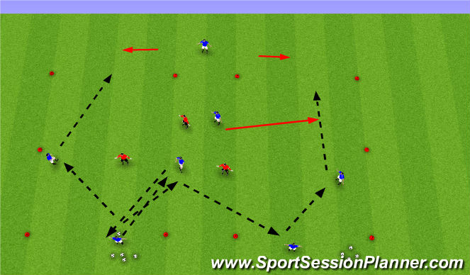 Football/Soccer Session Plan Drill (Colour): 4v2+4