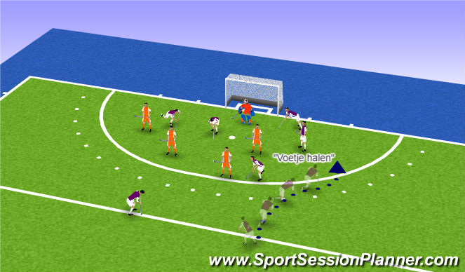 Hockey Session Plan Drill (Colour): Lange corner met zelf indrijven trainen