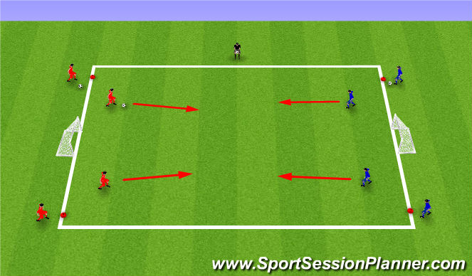 Football/Soccer Session Plan Drill (Colour): 2v2 with cont trans