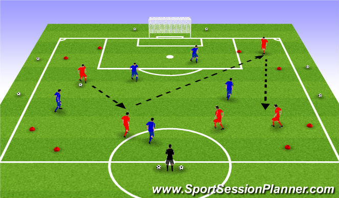 Football/Soccer Session Plan Drill (Colour): 4 Goal Game w pases