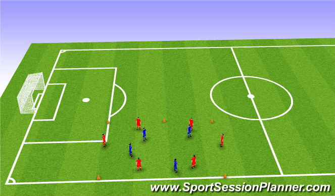 Football/Soccer Session Plan Drill (Colour): 6v4