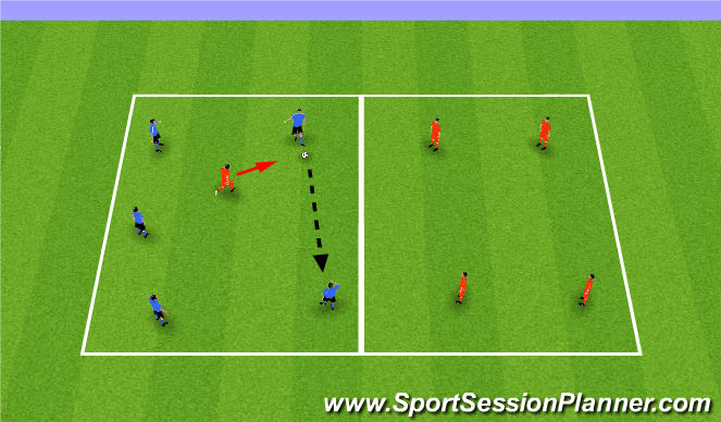 Football/Soccer Session Plan Drill (Colour): 5v1 Two Team Possesion 1