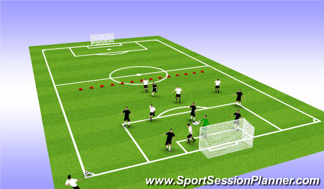 Football/Soccer Session Plan Drill (Colour): MN-U9/U10 : match (thème analytique : Coup de pied de coin Corners)