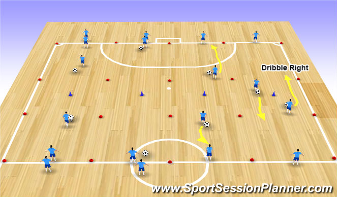 Futsal Session Plan Drill (Colour): Meet at the crosswalk