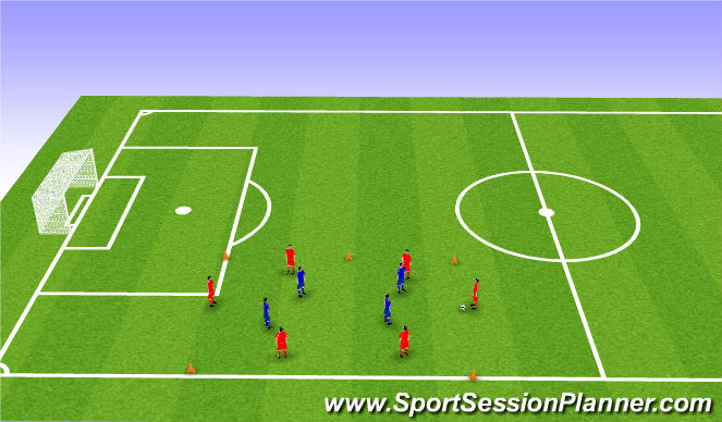 Football/Soccer Session Plan Drill (Colour): 6v4