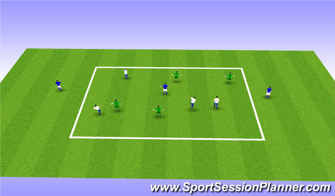 Football/Soccer Session Plan Drill (Colour): 4 v 4 Plays 3