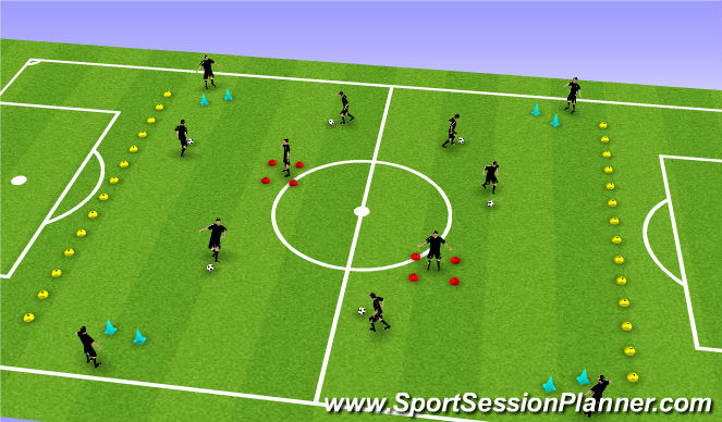 Football/Soccer Session Plan Drill (Colour): Séance technique : le dribble et la première touche
