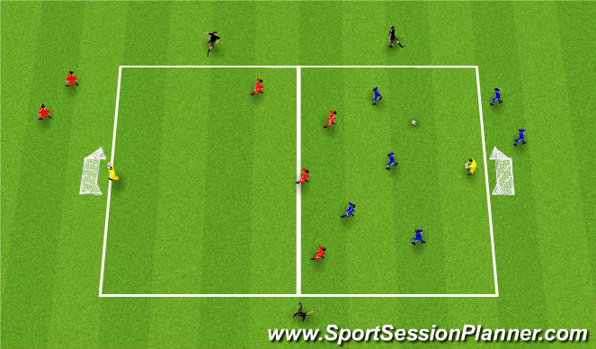 Football/Soccer Session Plan Drill (Colour): In and Out 4v4 Finishing