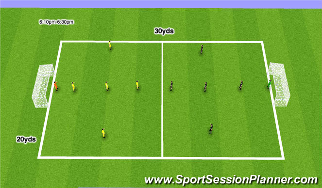 Football/Soccer Session Plan Drill (Colour): Free Play - 6v6 Game