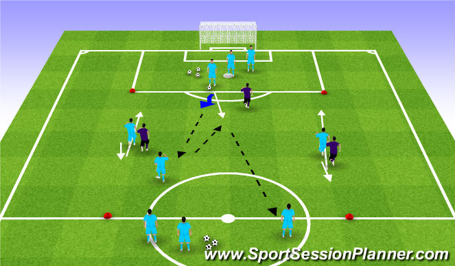 Football/Soccer Session Plan Drill (Colour): 5v3 (4v3 in the middle)