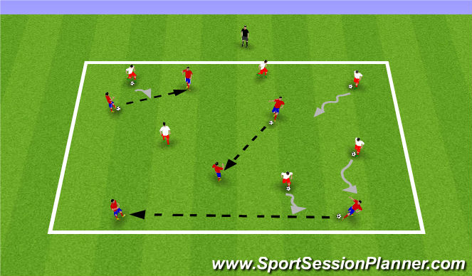 Football/Soccer Session Plan Drill (Colour): warm up, passing and moving