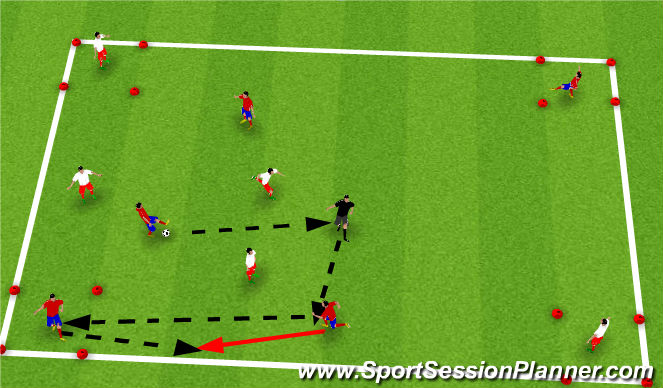 Football/Soccer Session Plan Drill (Colour): Analytical -      possession with 4 squares