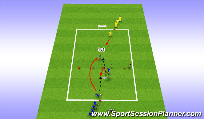 Football/Soccer Session Plan Drill (Colour): Target Player Back to Midfield Run