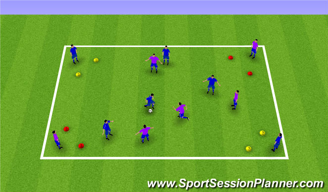 Football/Soccer Session Plan Drill (Colour): 3v3/4v4 to gates