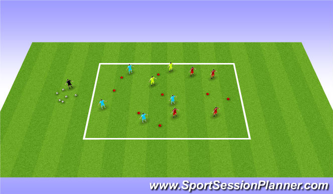 Football/Soccer Session Plan Drill (Colour): 4 v 4 + 2 ssa