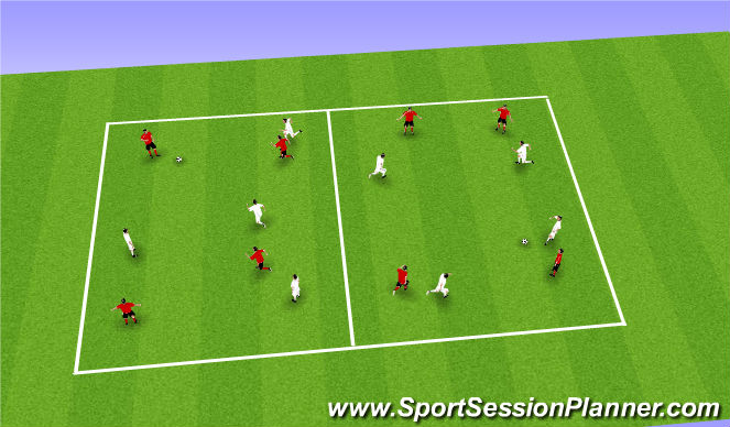 Football/Soccer Session Plan Drill (Colour): 4v4/4v3